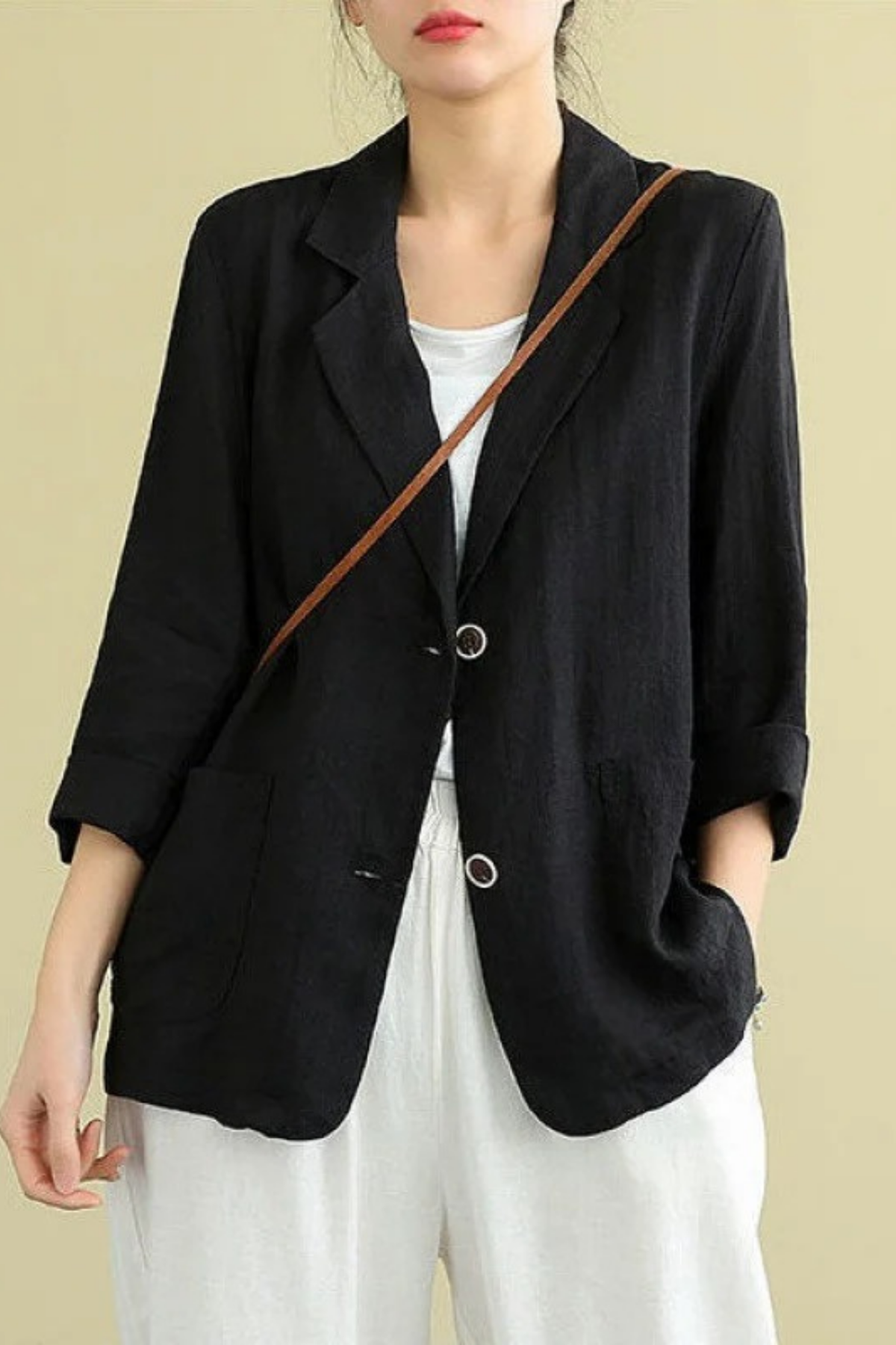 Relaxed Blazer Notch Lapel Classic Style