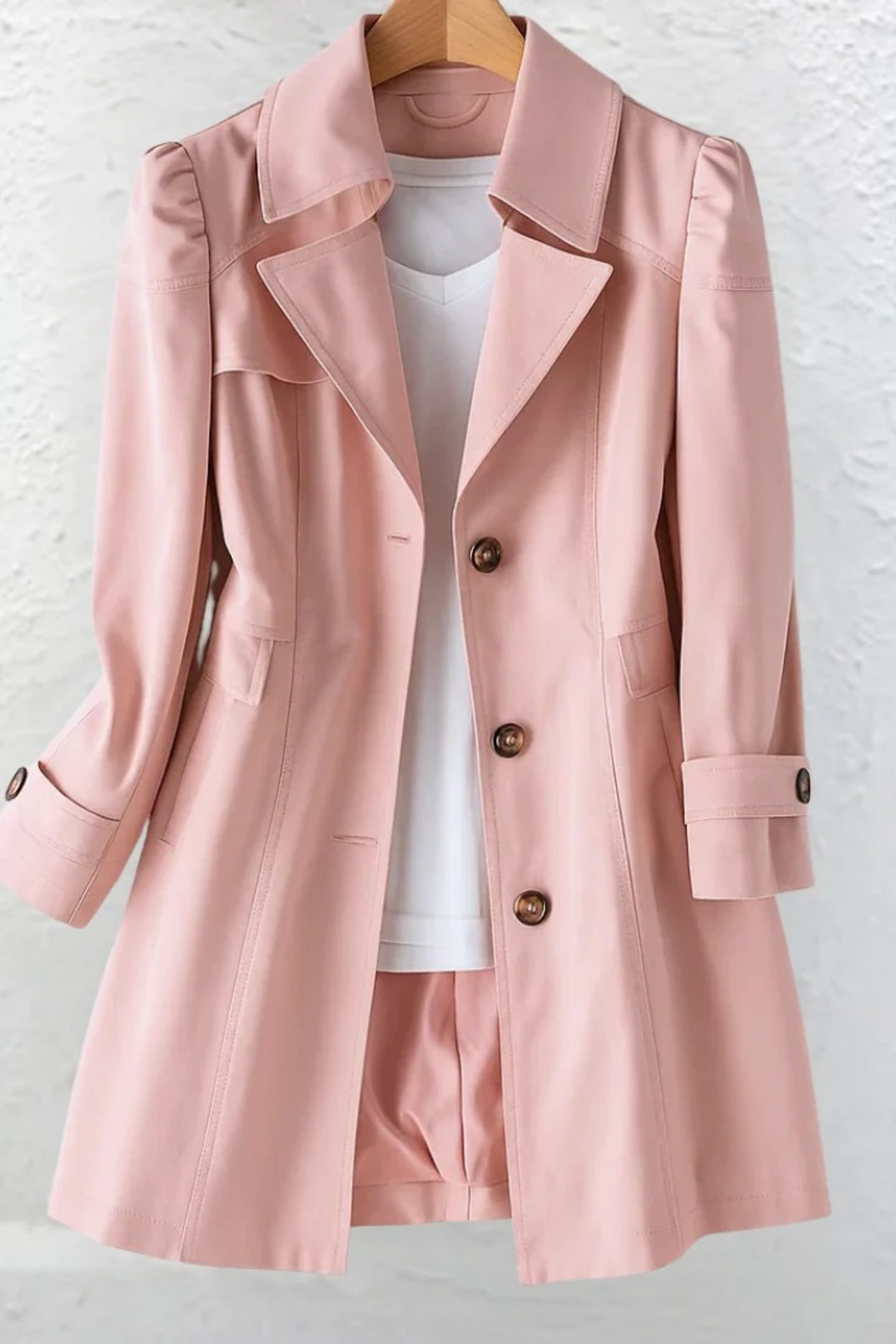 Trench Coat Button Front Timeless Elegant Style