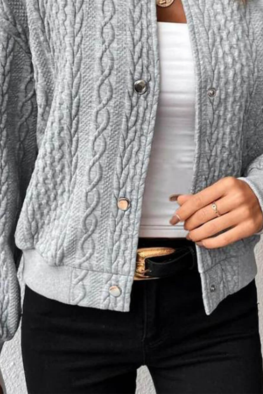 Women’s Cable Knit Jacket Button Front Casual Style