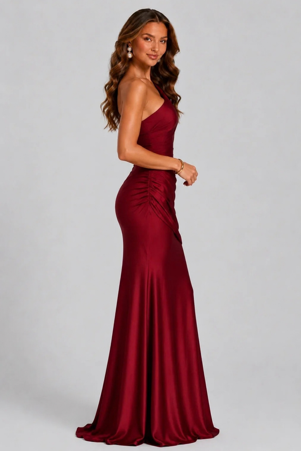 Maxi Wedding Dress One Shoulder Elegant Style