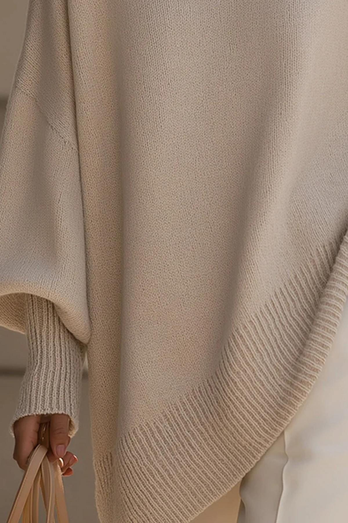 Oversized Knit Sweater Asymmetric Hem Elegant Style