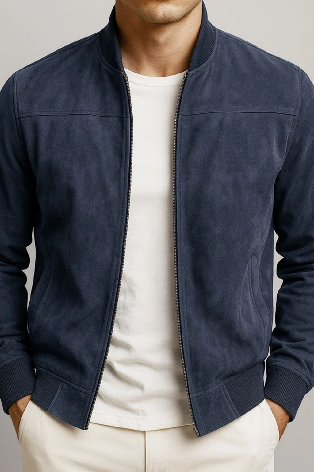Zip Front Bomber Jacket Modern Casual Style