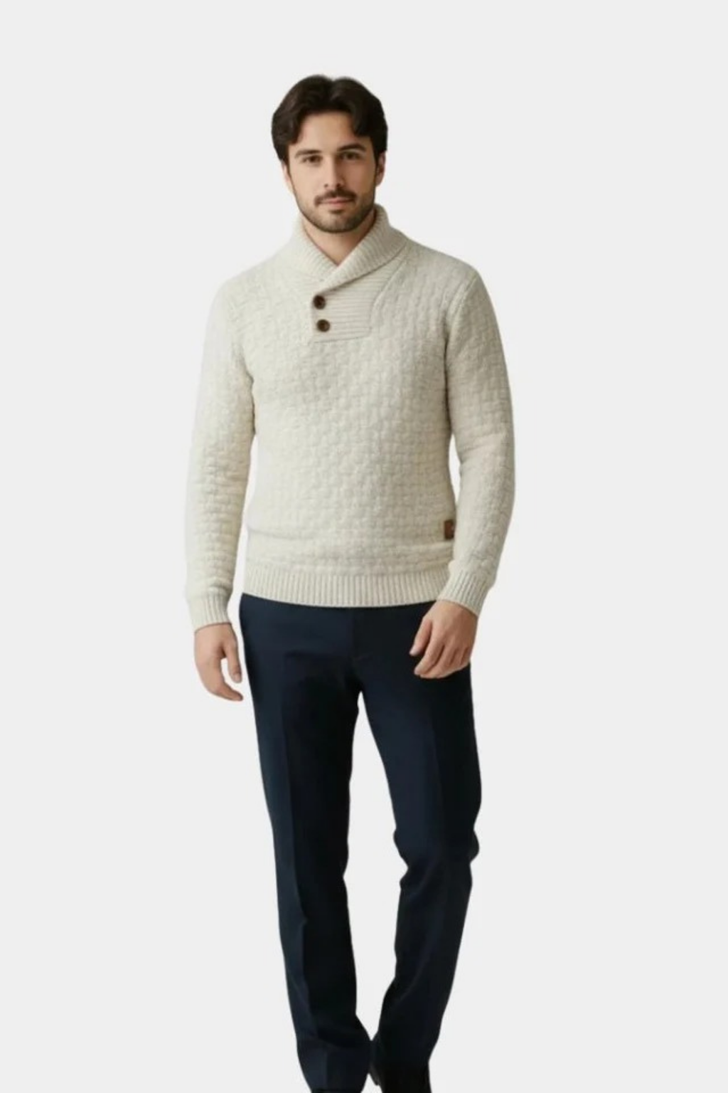 Men’s Shawl Collar Cardigan Textured Knit Style