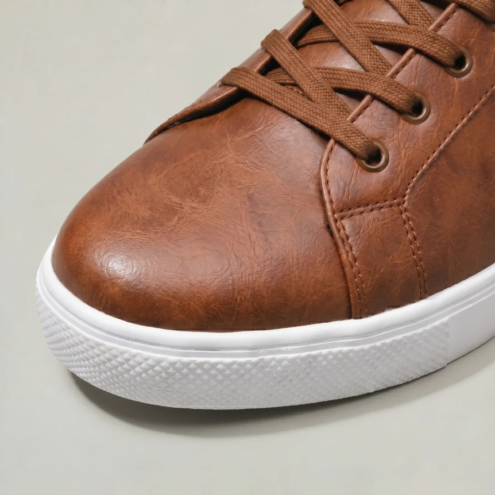 Leather Lace Up Sneakers Refined Casual Style