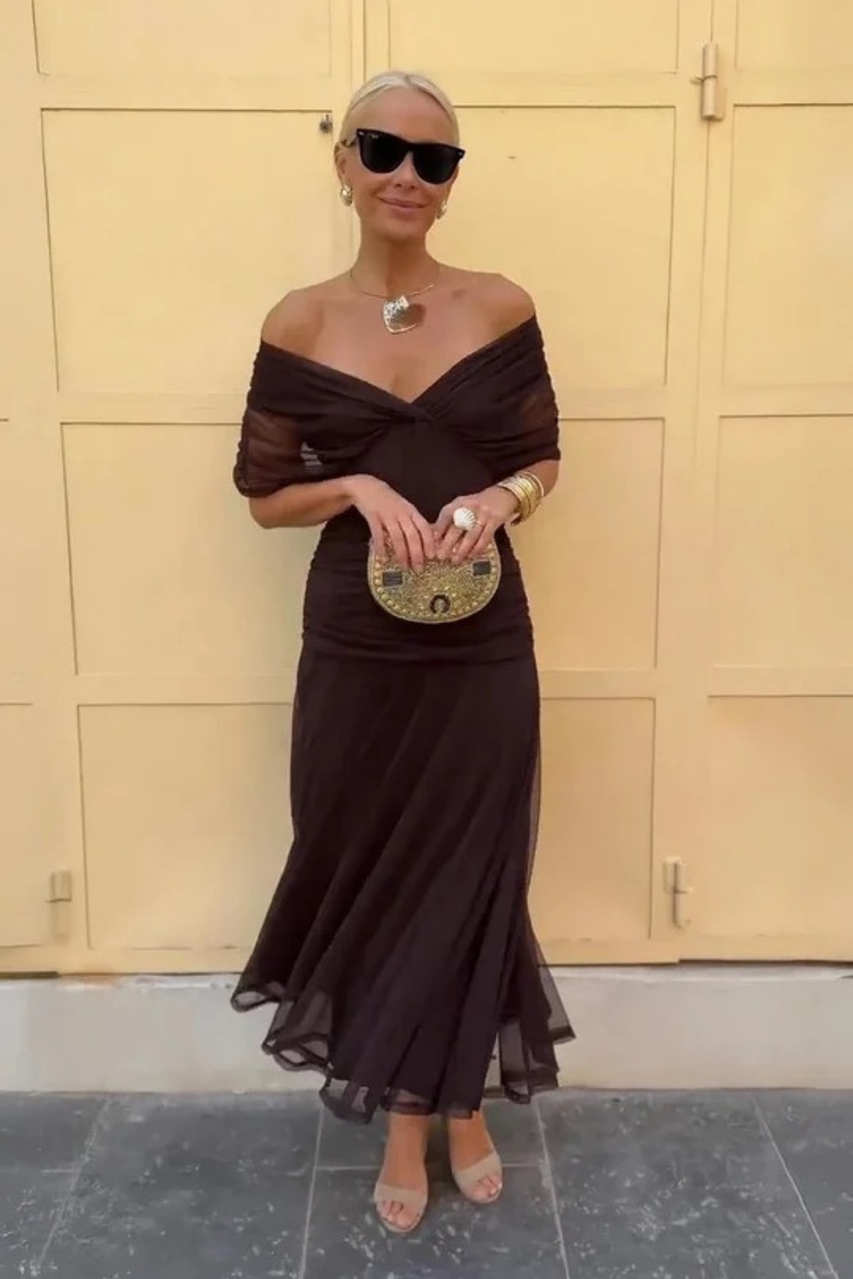 Off Shoulder Maxi Dress Refined Feminine Style