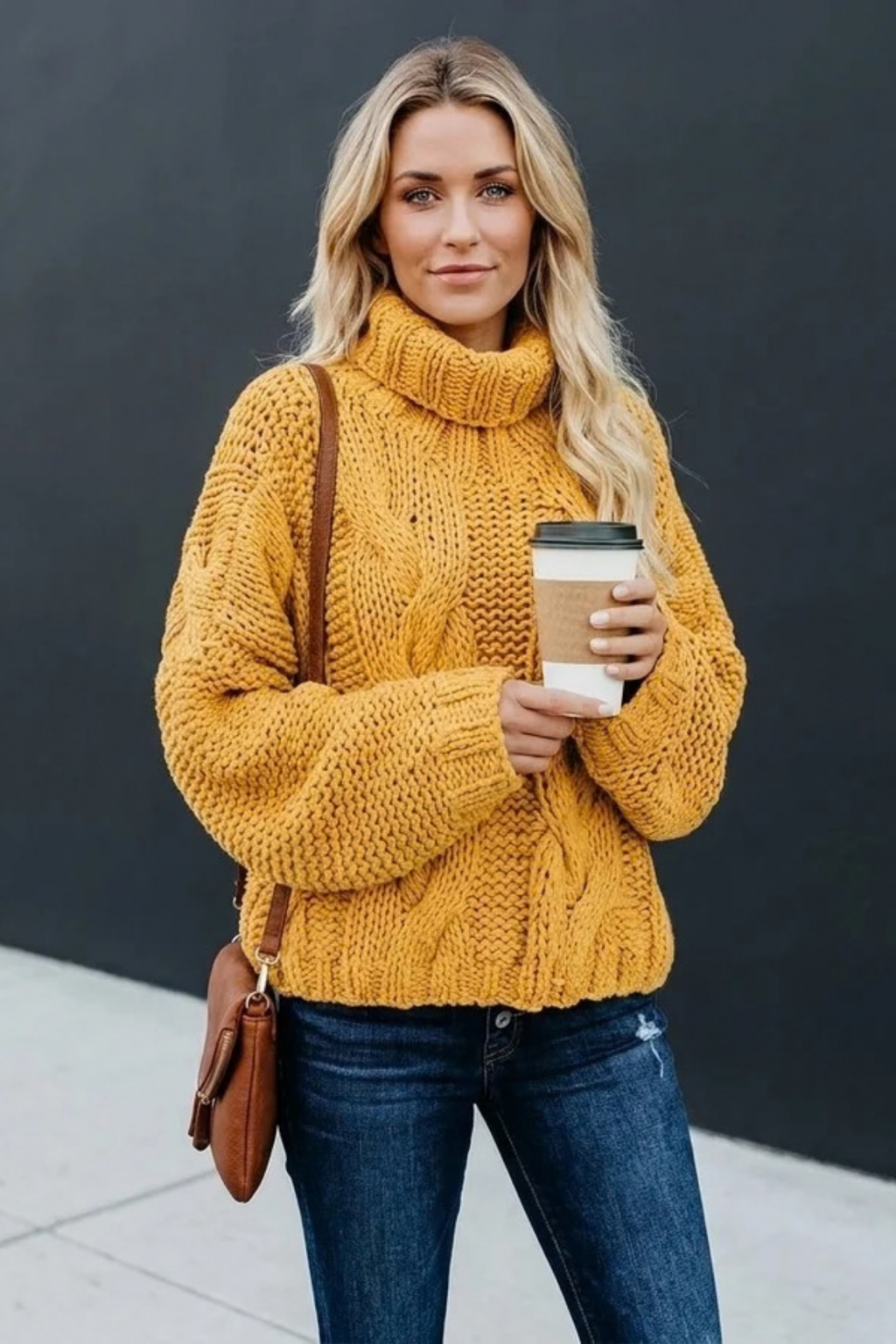 Women’s Turtleneck Sweater Chunky Knit Cozy Style