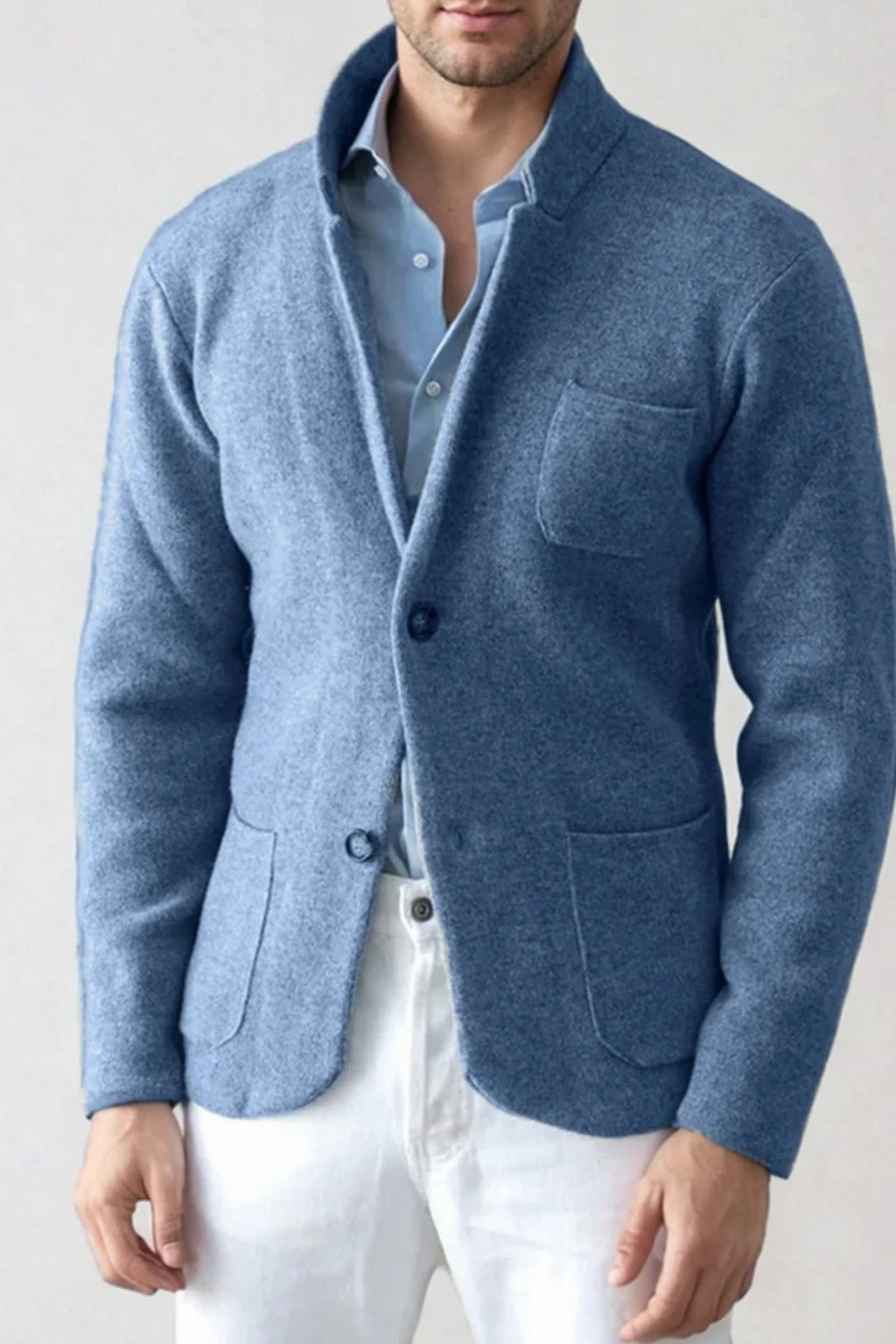 Button Front Knit Blazer Cardigan Refined Style