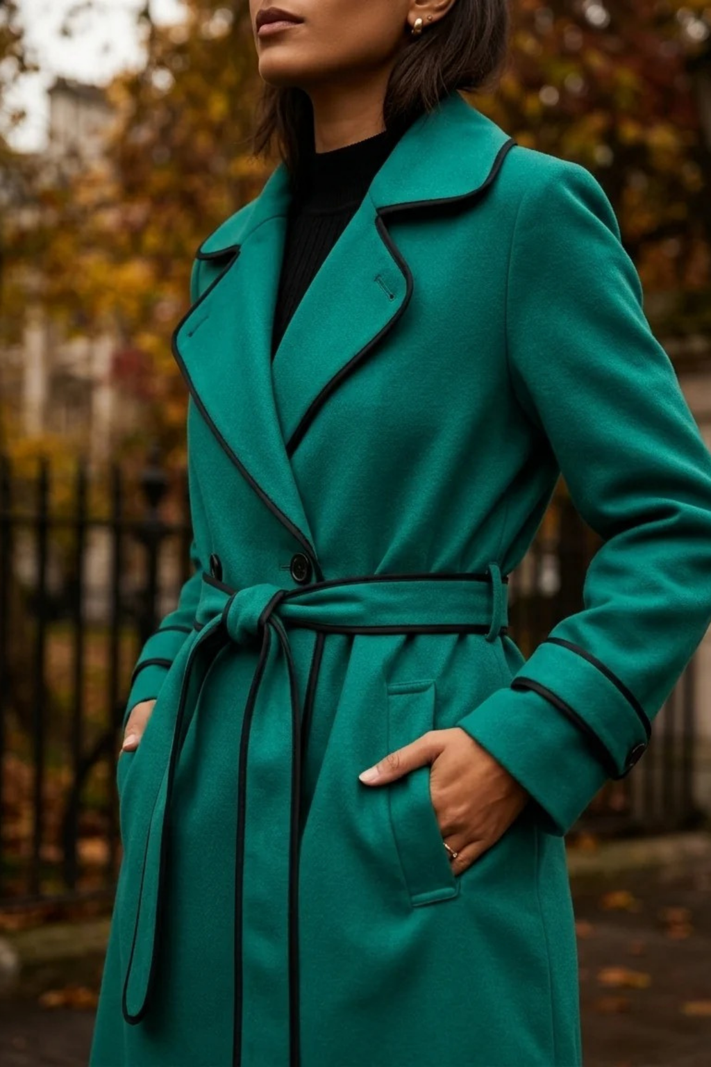 Women’s Mid-Length Coat Tie Waist Classic Style