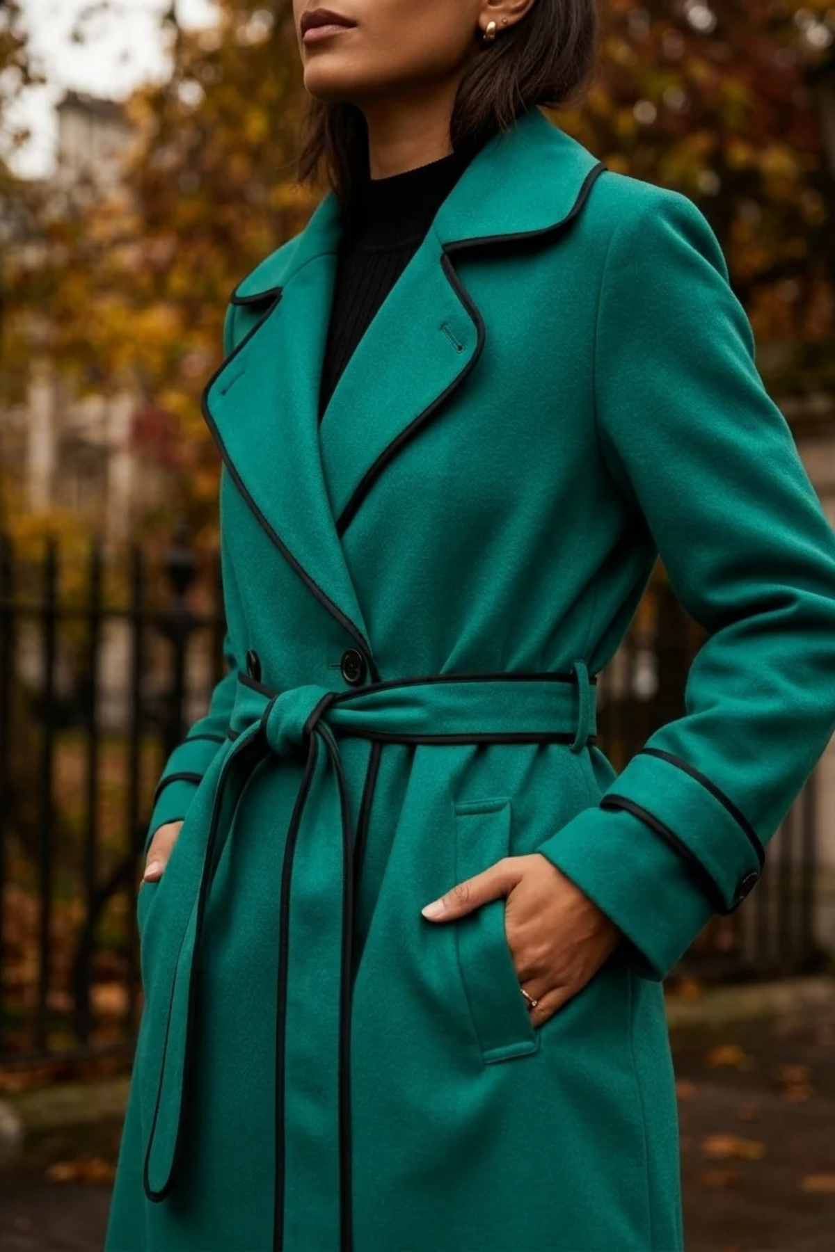 Women’s Mid-Length Coat Tie Waist Classic Style