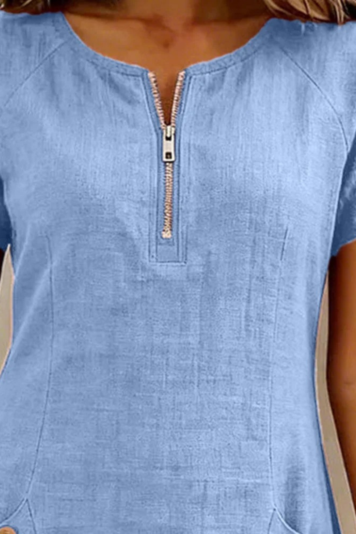 Zip Neck Mini Dress Modern Relaxed Style