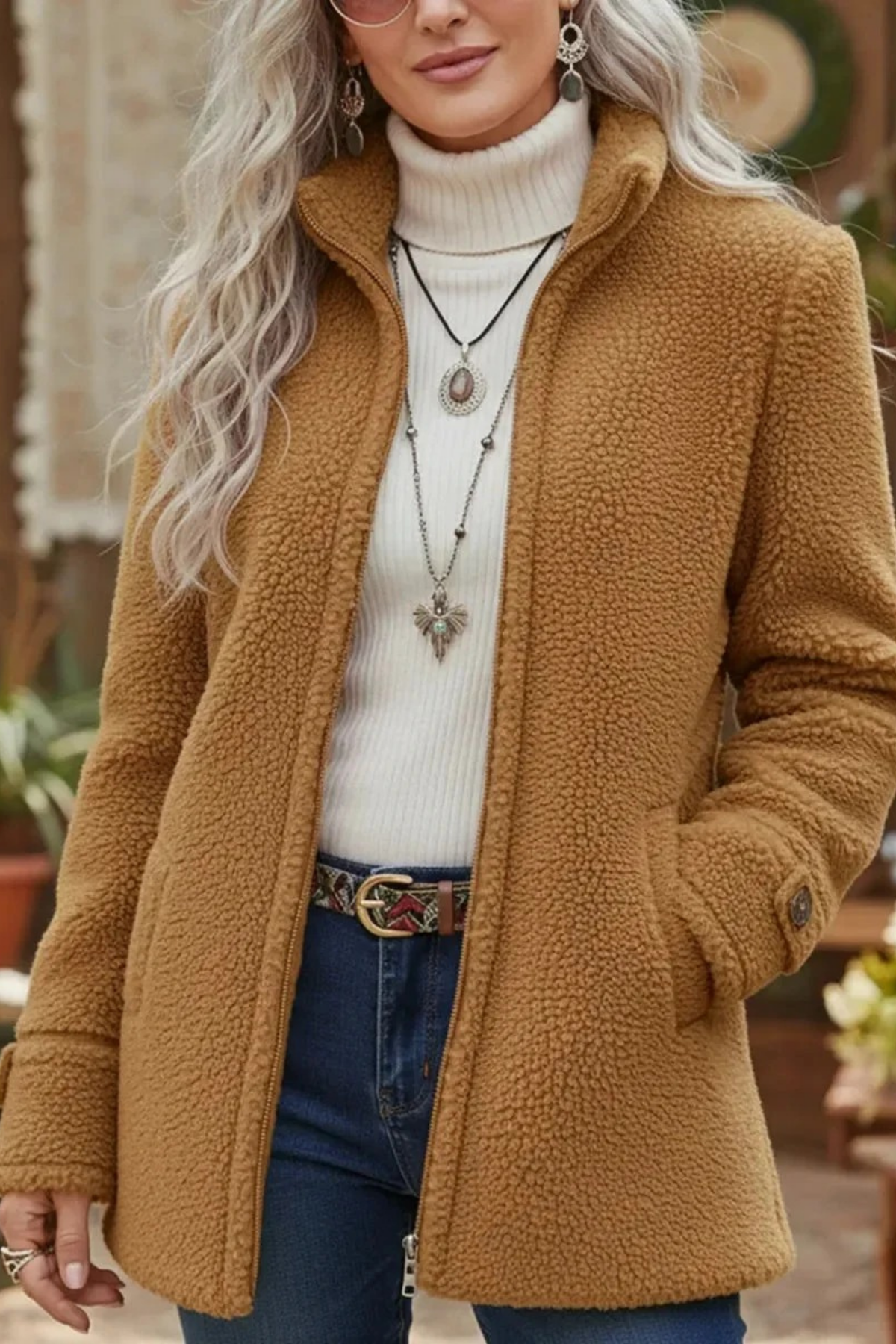Fleece Jacket Zip Front Cozy Style