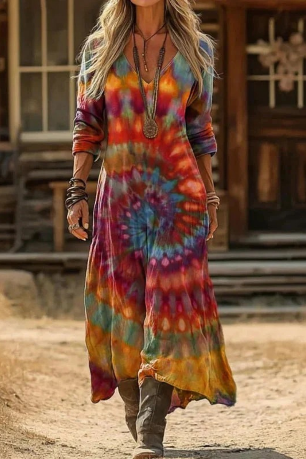 Boho Maxi Dress Vintage Casual Style