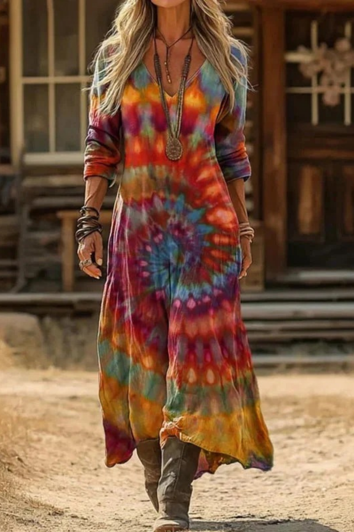 Boho Maxi Dress Vintage Casual Style
