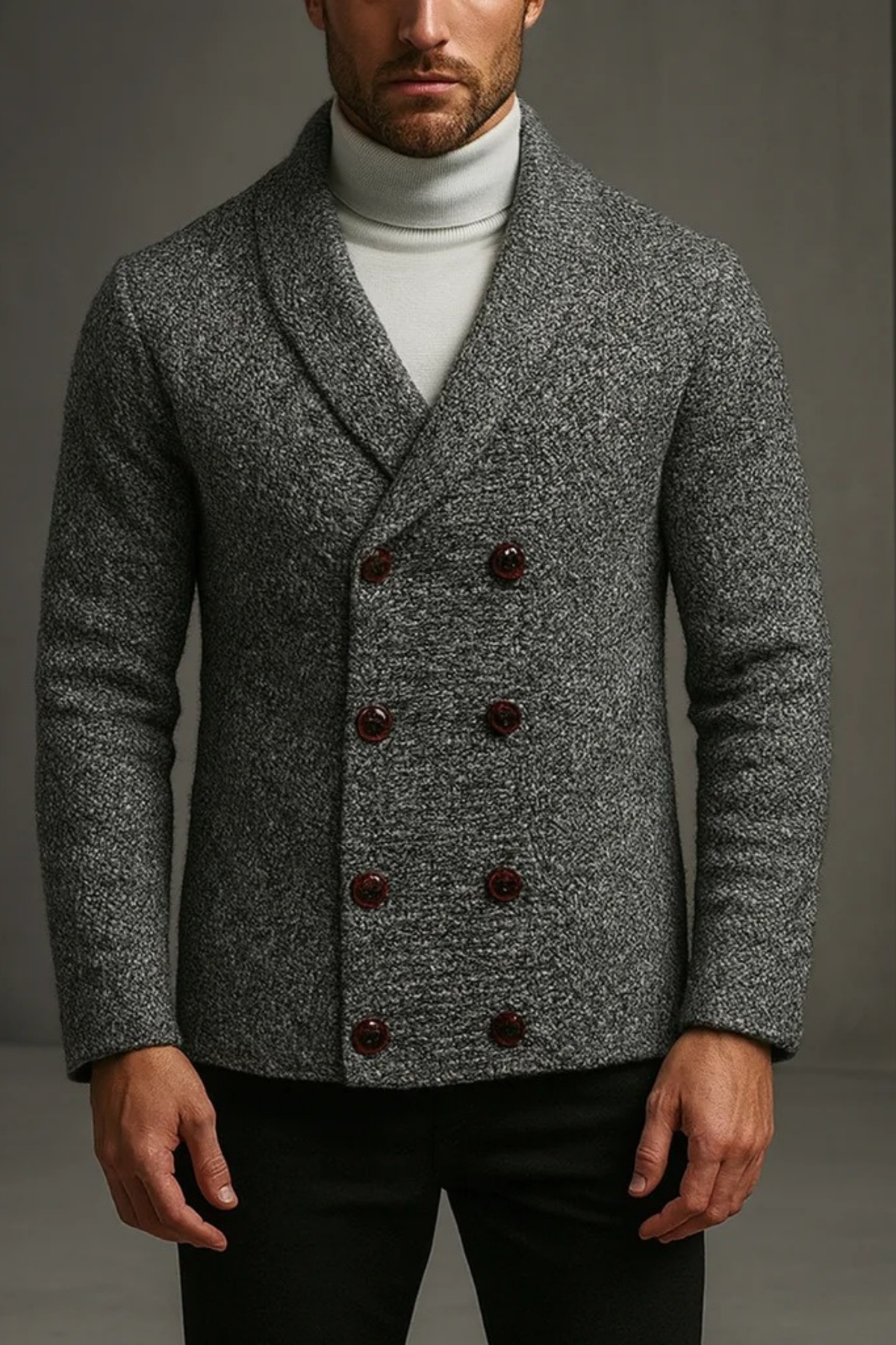 Double Breasted Knit Cardigan Smart Casual Style