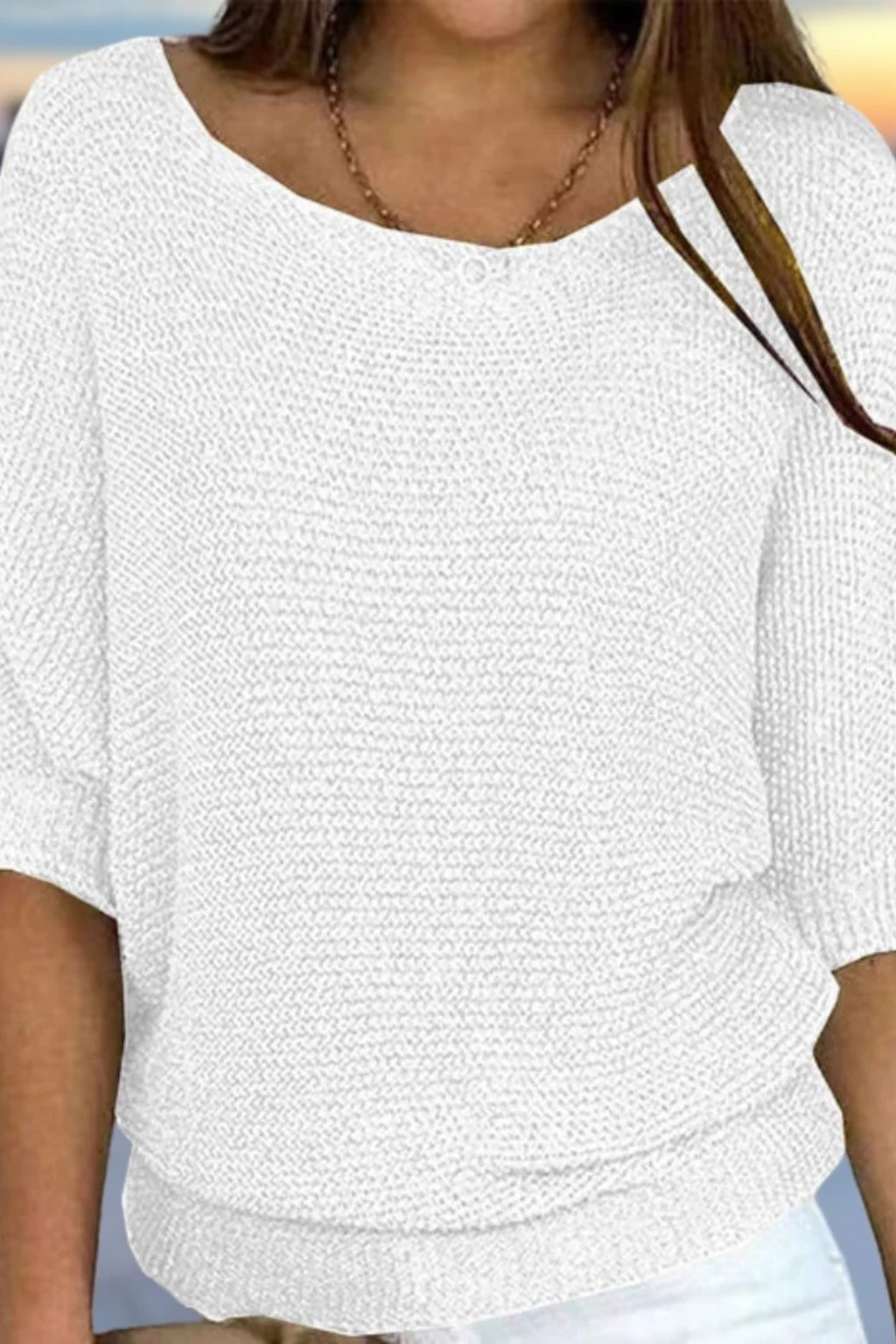 Knit Sweater Scoop Neck Relaxed Casual Style