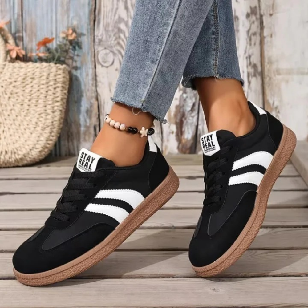 Retro Lace-Up Sneakers Suede Detail Casual Style