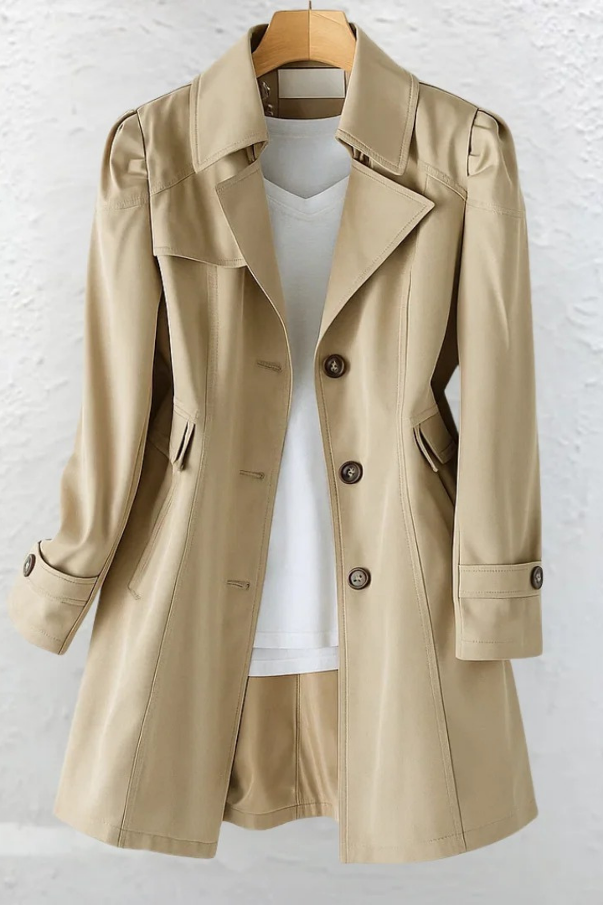 Trench Coat Button Front Timeless Elegant Style