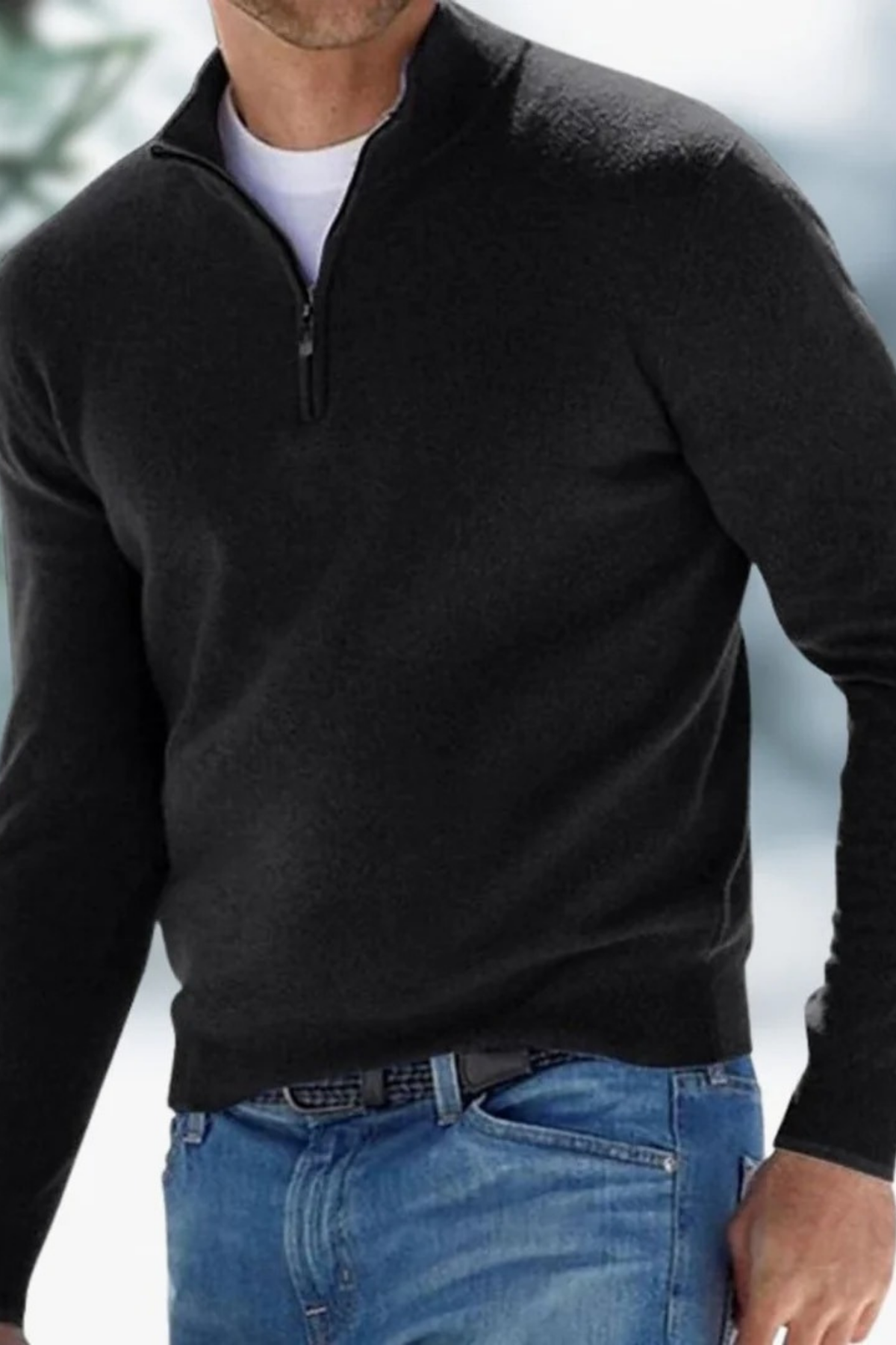 Mock Neck Quarter Zip Sweater Smart Casual Style