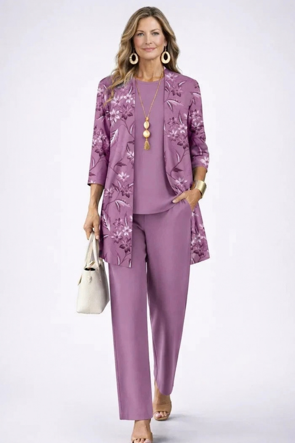 Women’s Matching Set Open Front Elegant Style