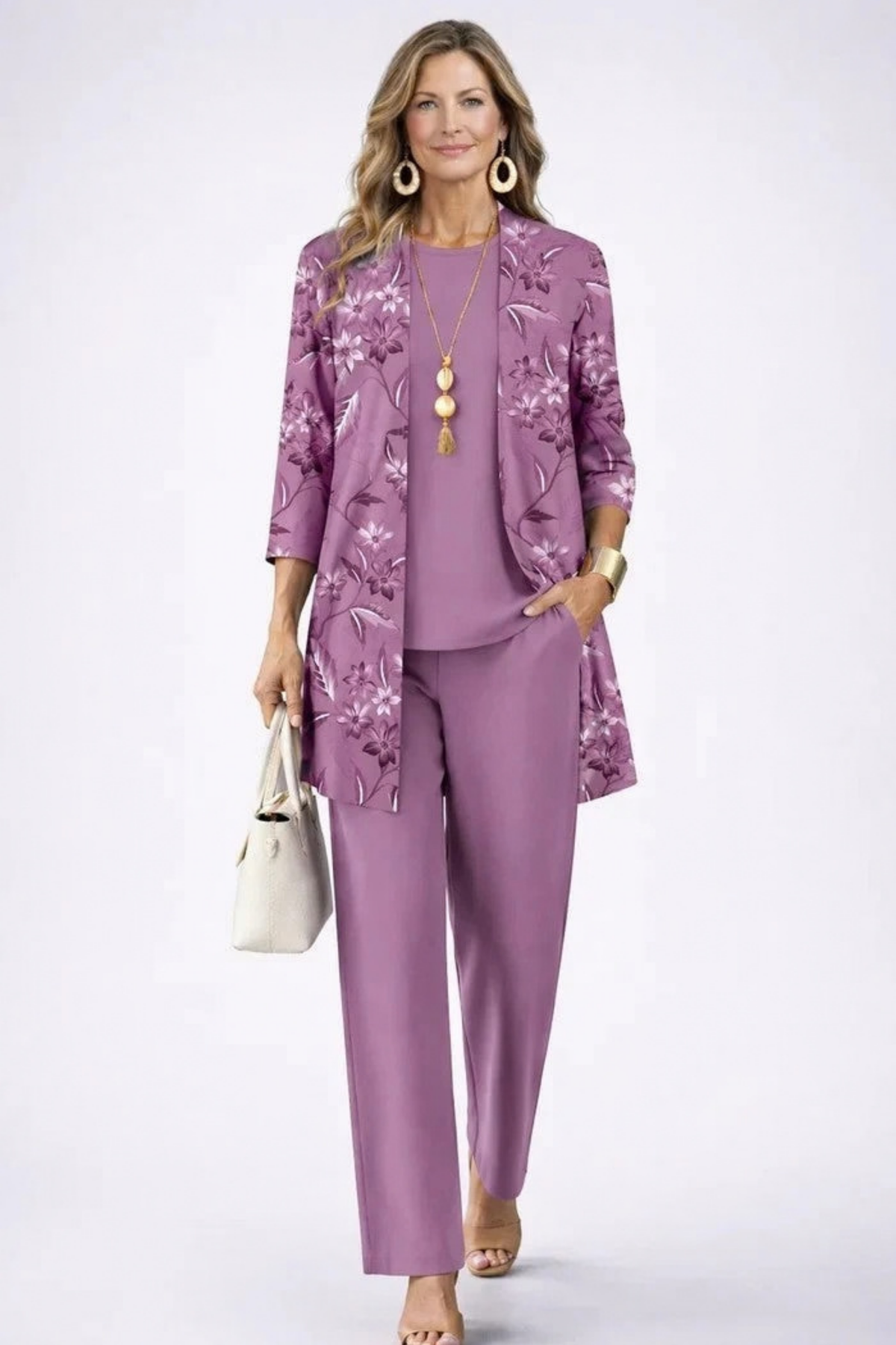 Women’s Matching Set Open Front Elegant Style
