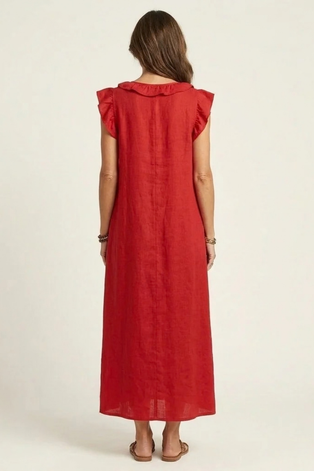 Maxi Dress Ruffle V Neck Relaxed Style