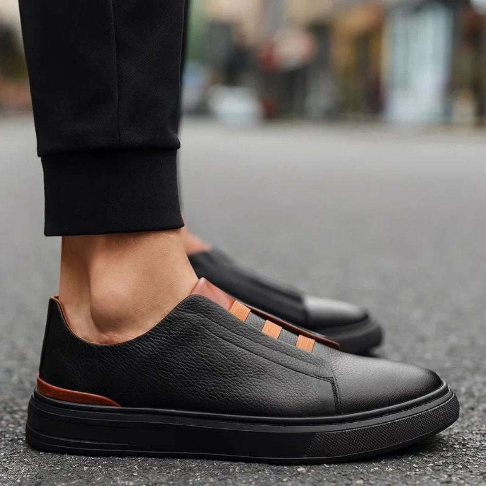 Leather Slip On Sneakers Modern Casual Style