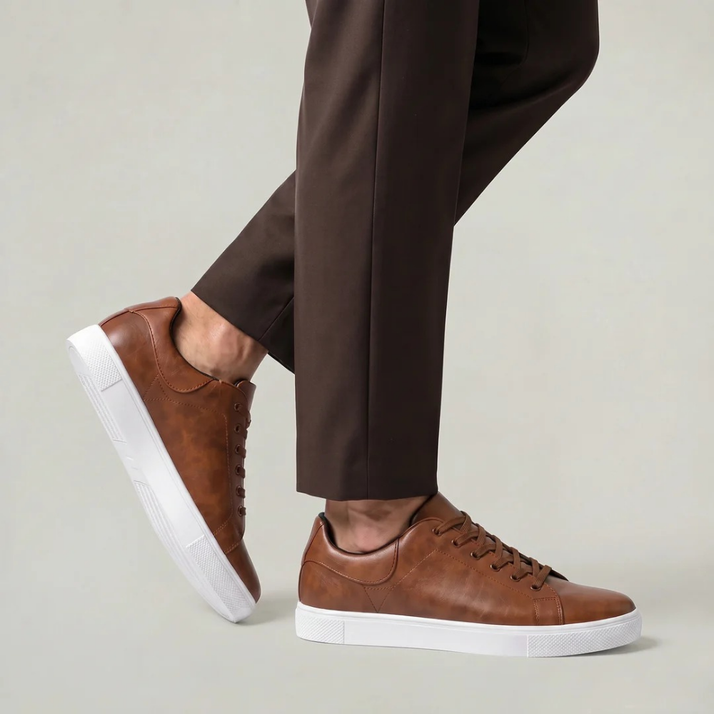 Leather Lace Up Sneakers Refined Casual Style