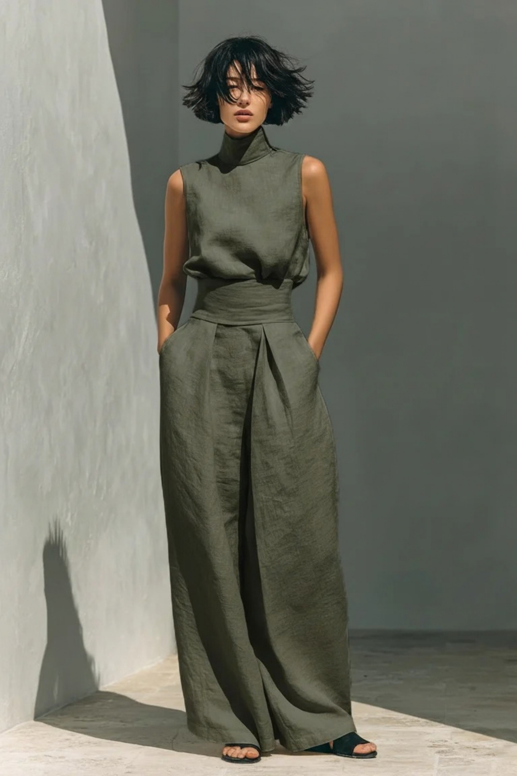 Women’s Pants Set Sleeveless Top Modern Style