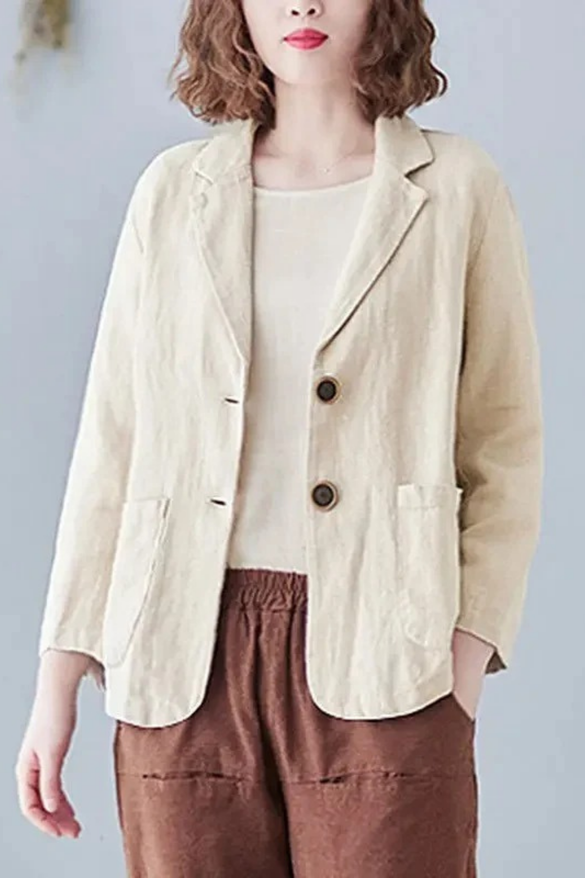 Relaxed Blazer Notch Lapel Classic Style
