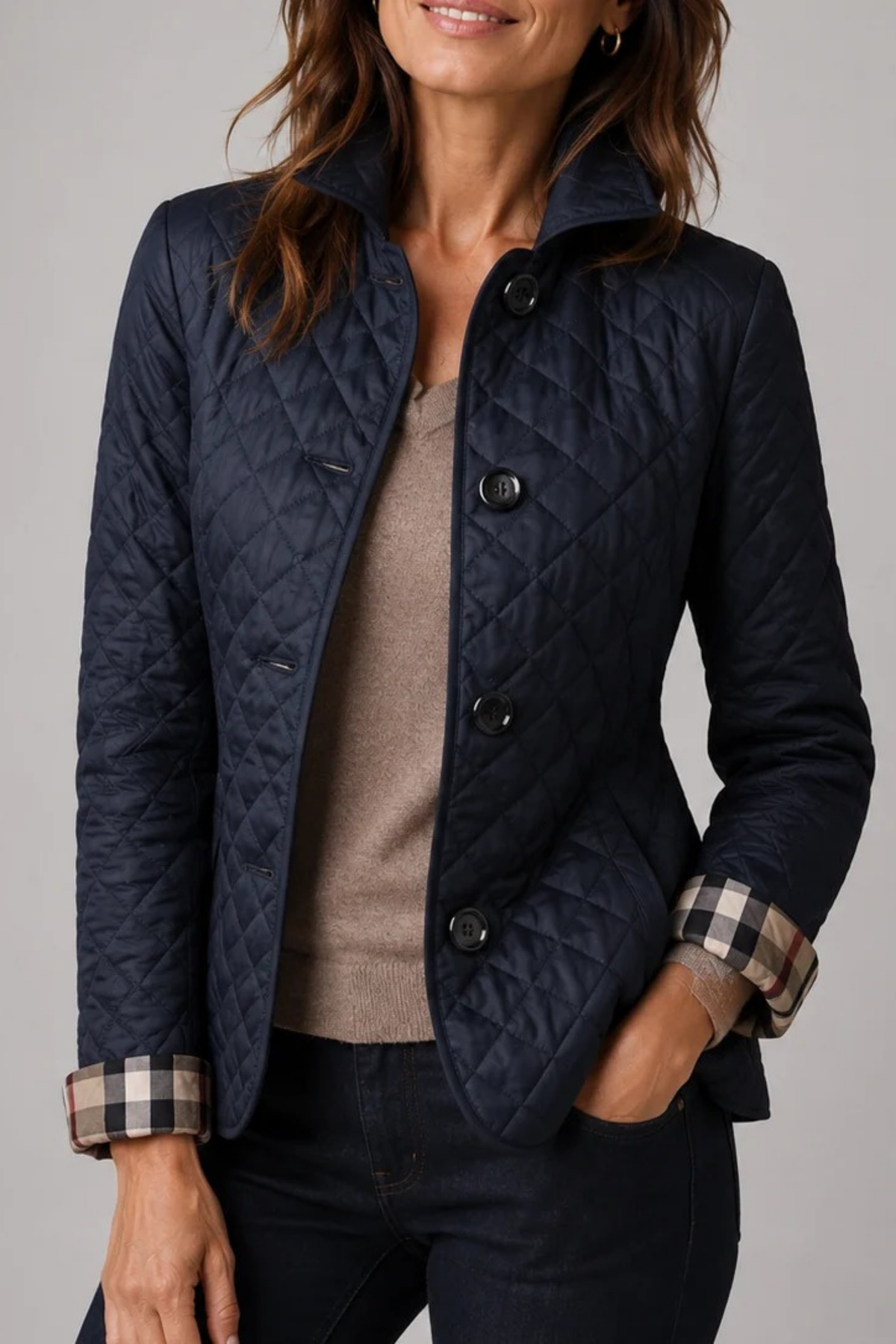 Women’s Quilted Jacket Button Front Classic Style