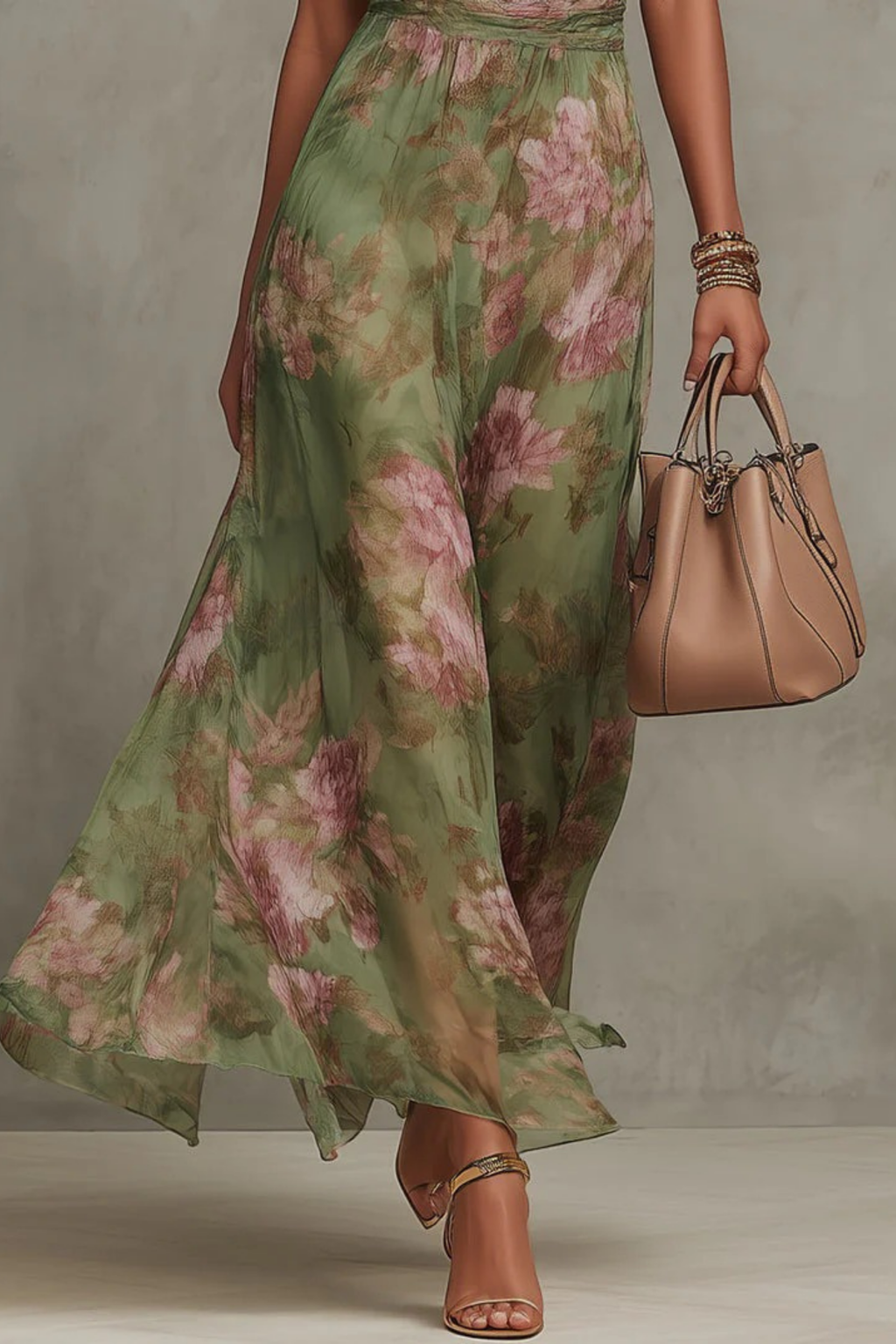 Floral Halter Maxi Dress Elegant Feminine Style