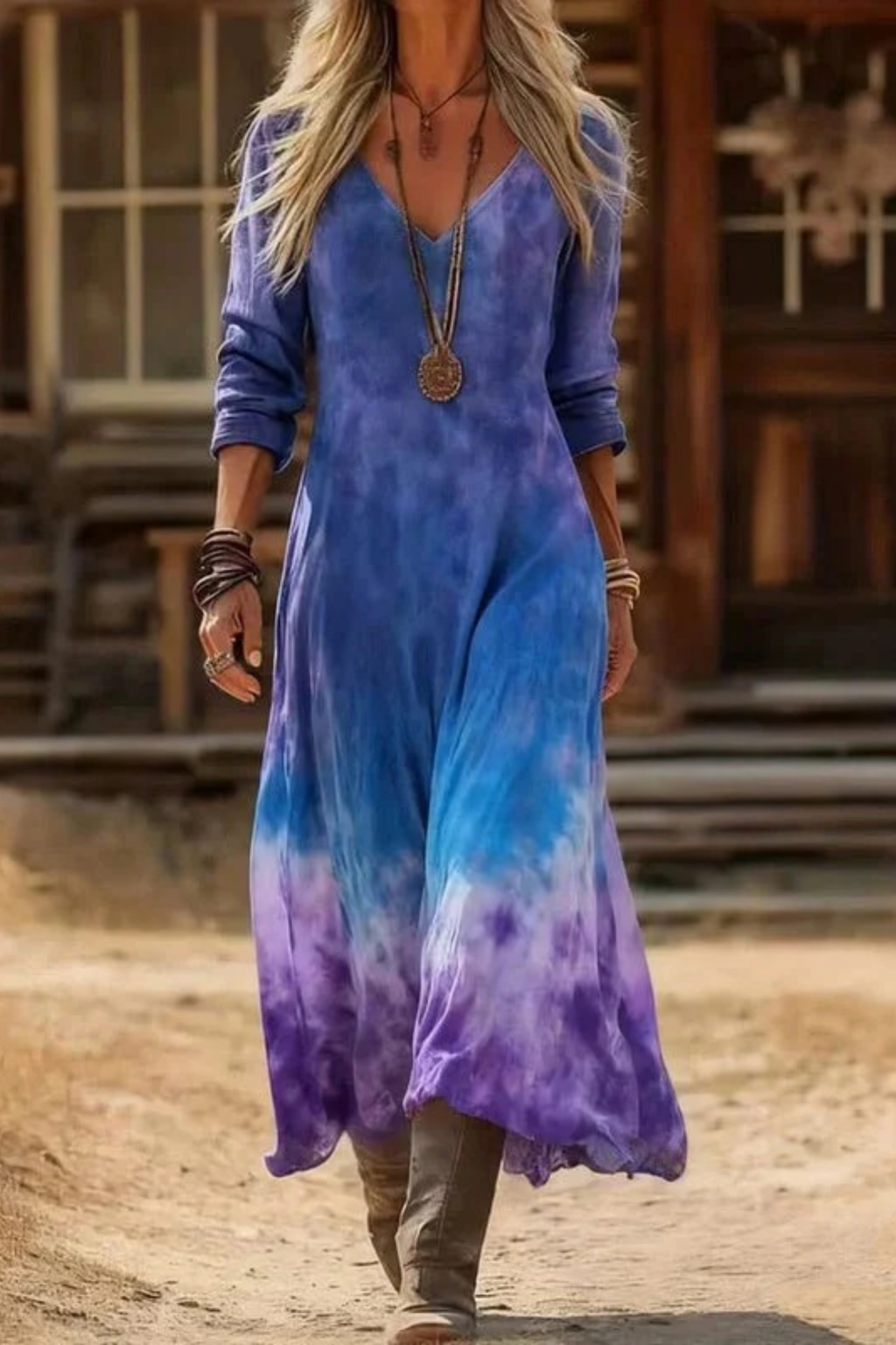 Boho Maxi Dress Vintage Casual Style