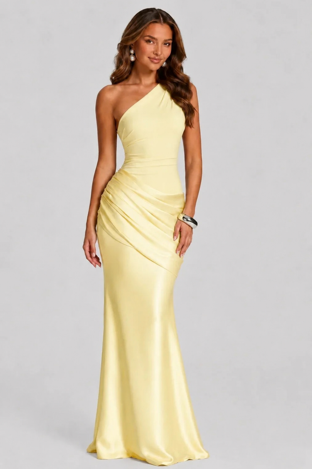 Maxi Wedding Dress One Shoulder Elegant Style