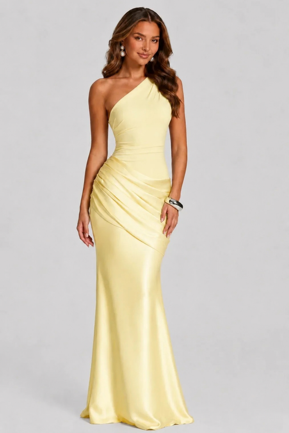 Maxi Wedding Dress One Shoulder Elegant Style