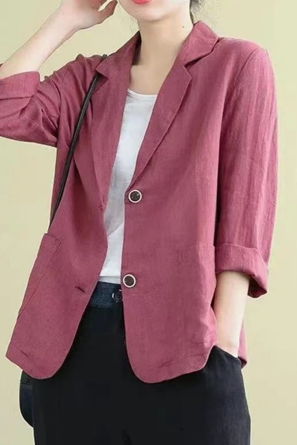 Relaxed Blazer Notch Lapel Classic Style