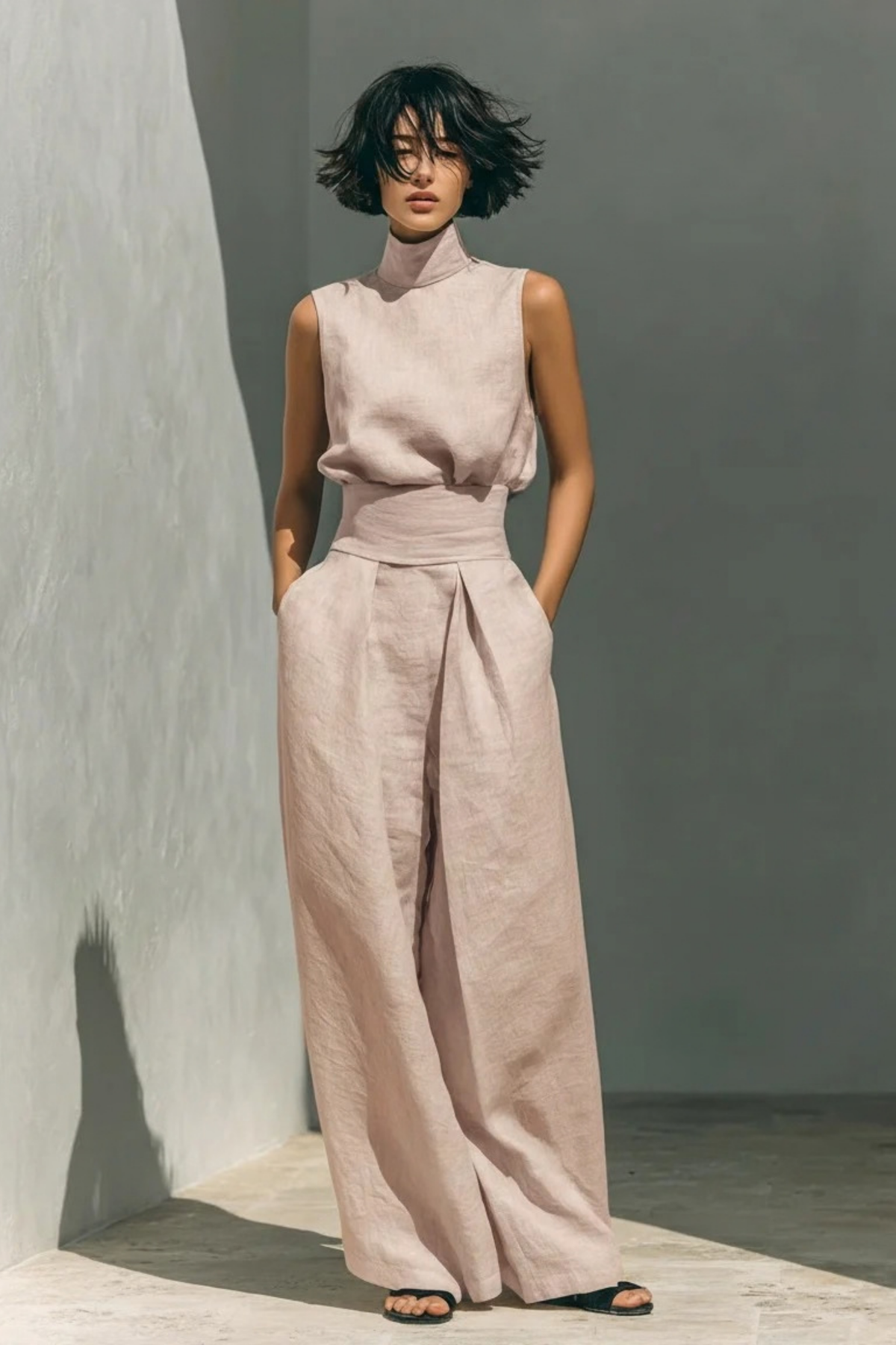 Women’s Pants Set Sleeveless Top Modern Style