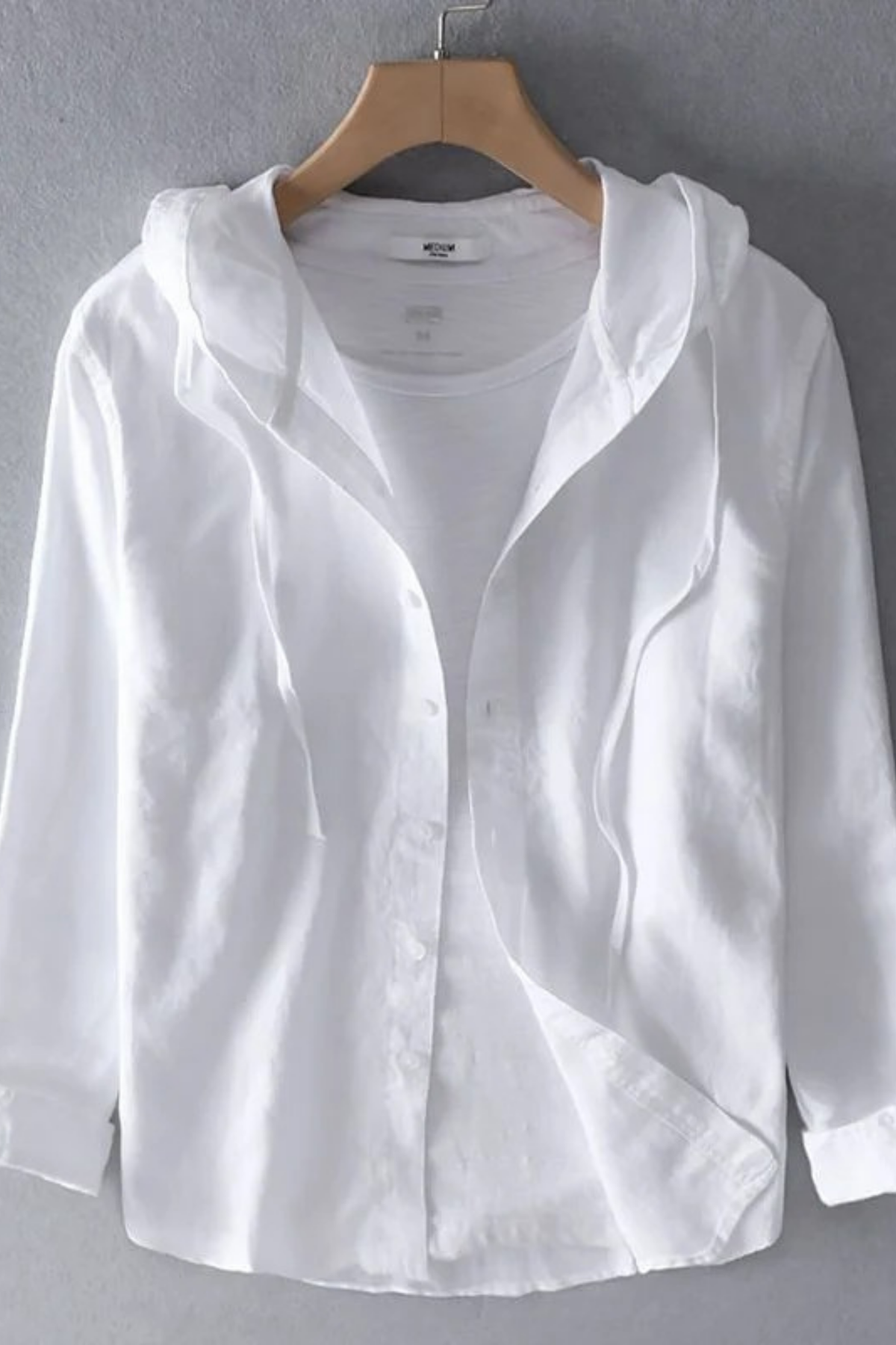 Hooded Button Front Shirt Lightweight Casual Style