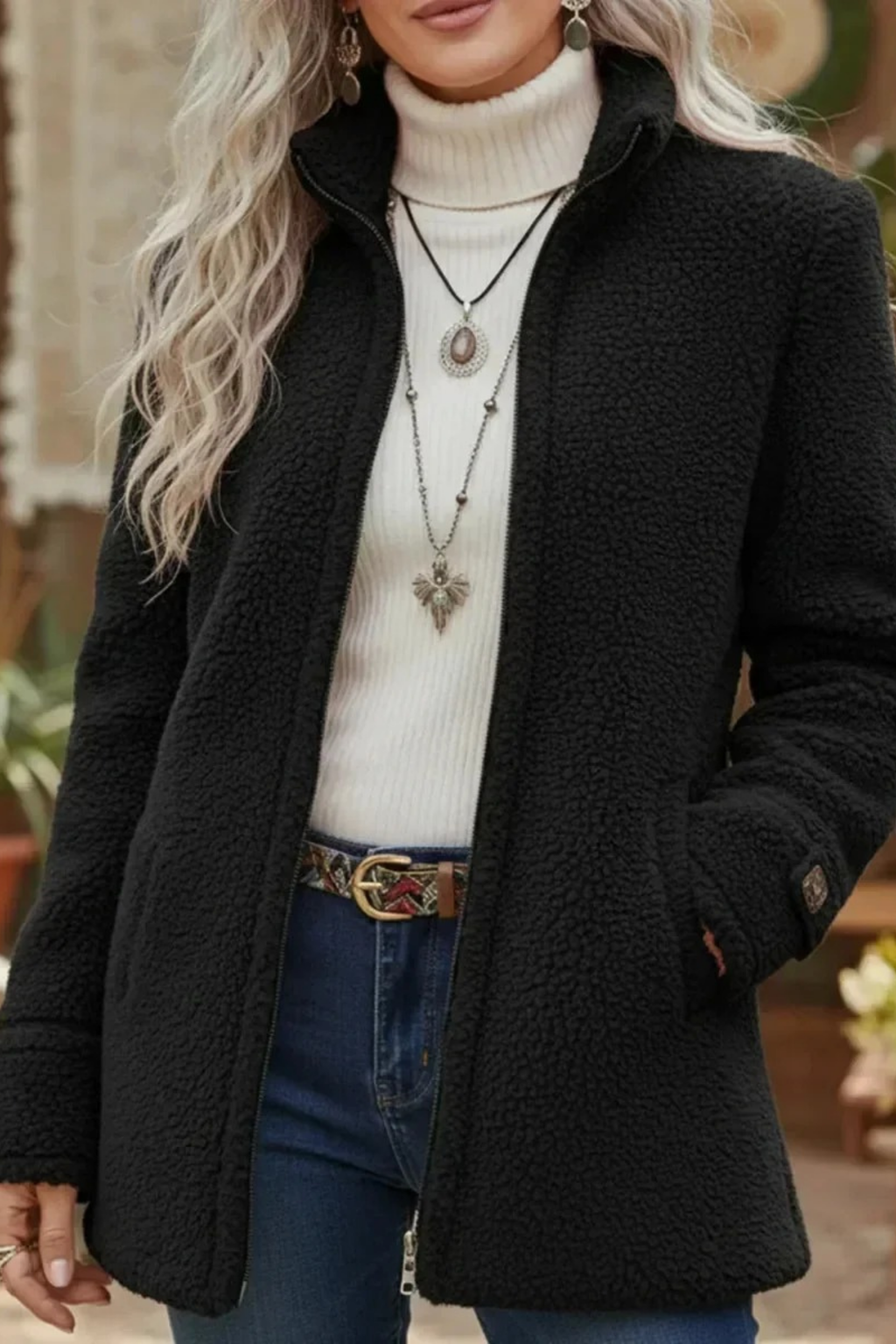 Fleece Jacket Zip Front Cozy Style