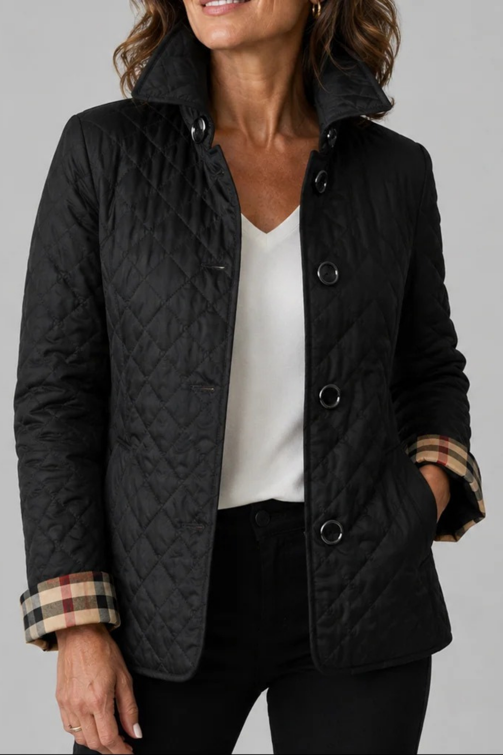 Women’s Quilted Jacket Button Front Classic Style