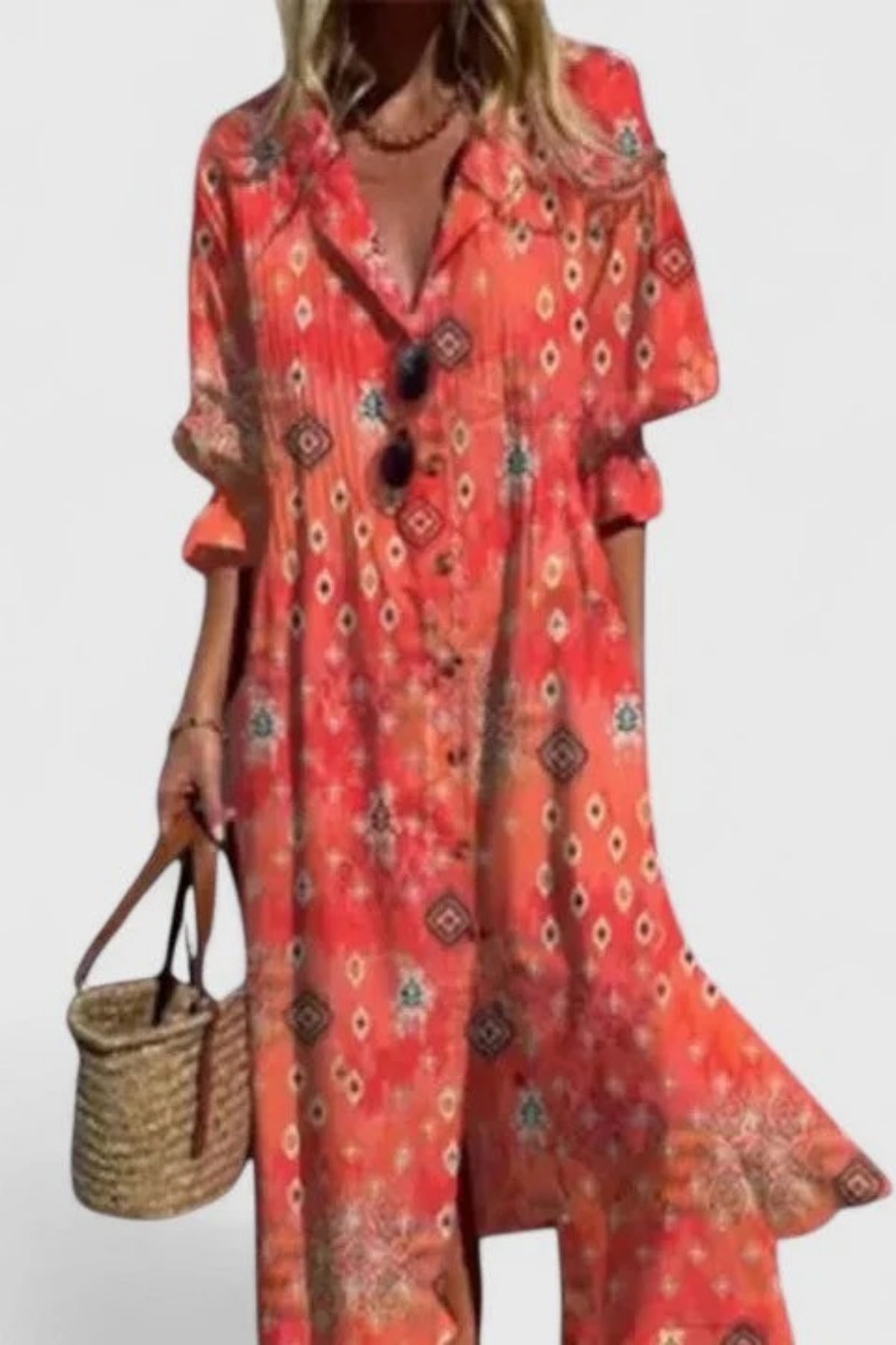 Floral Shirt Maxi Dress Relaxed Boho Style