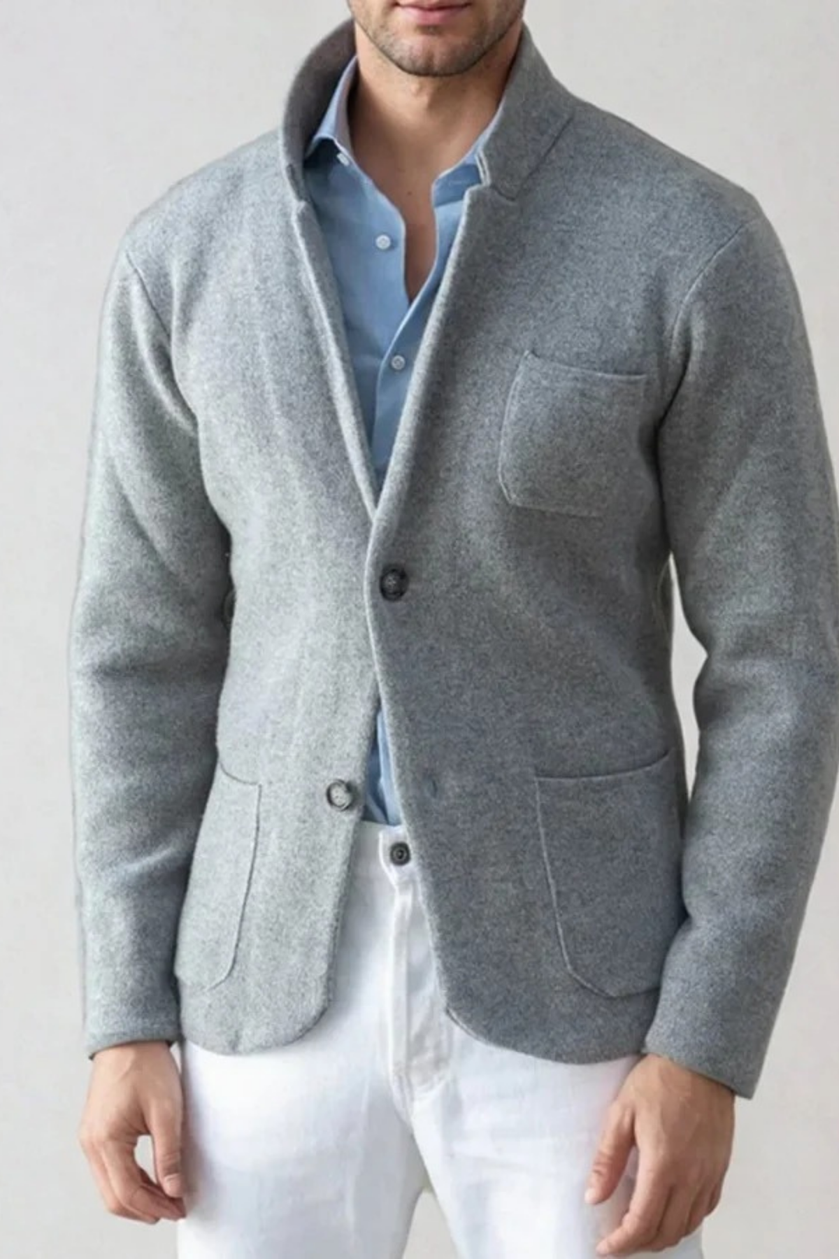 Button Front Knit Blazer Cardigan Refined Style