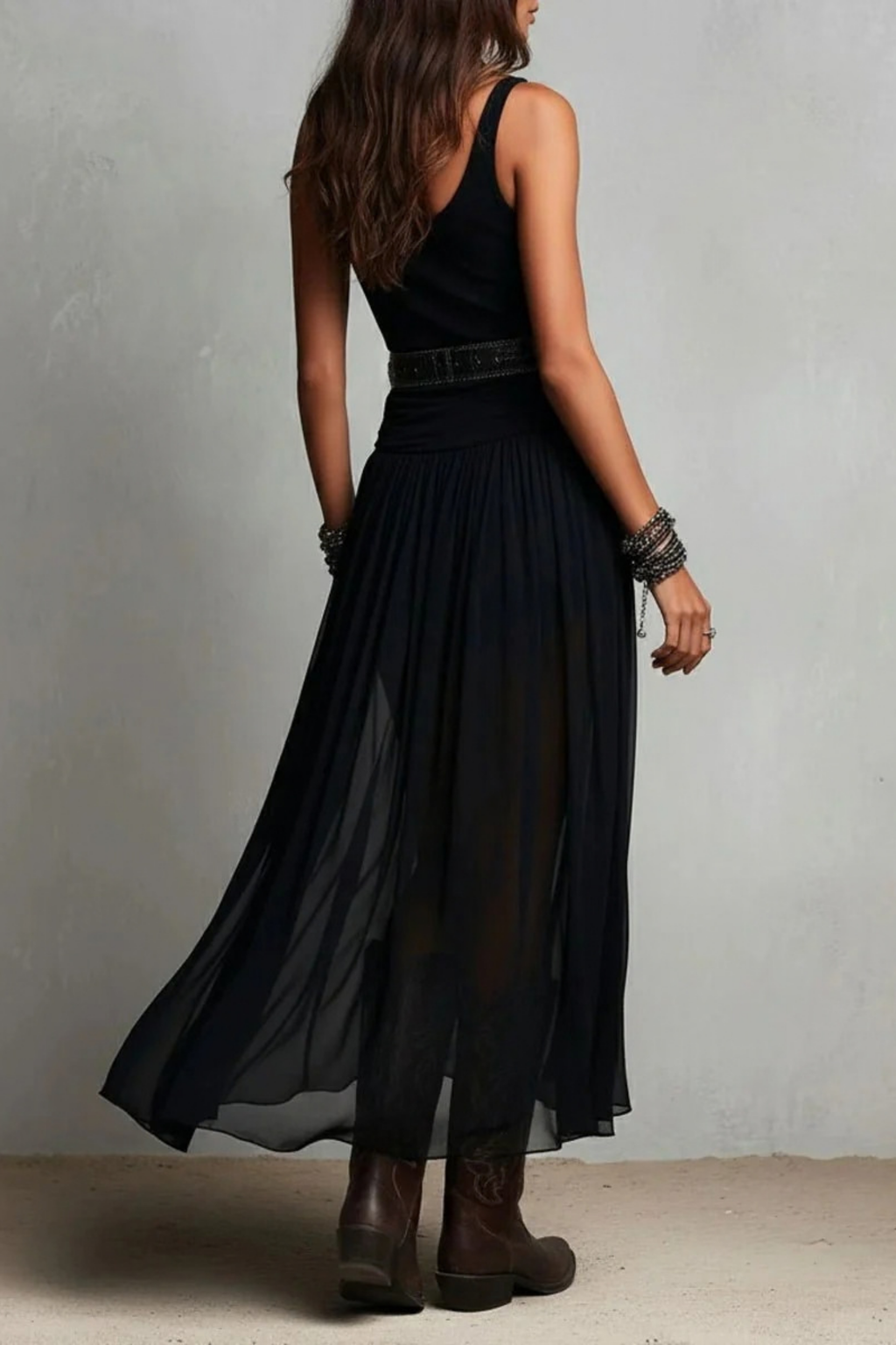 Maxi Dress Sleeveless Tulle Boho Style