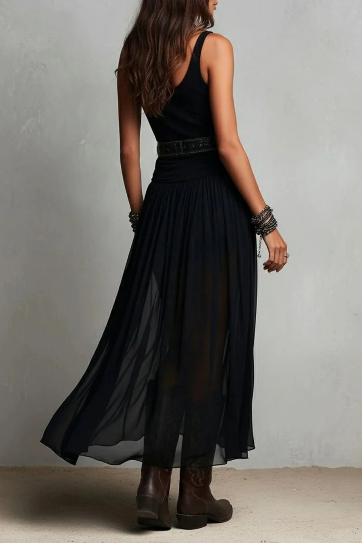 Maxi Dress Sleeveless Tulle Boho Style