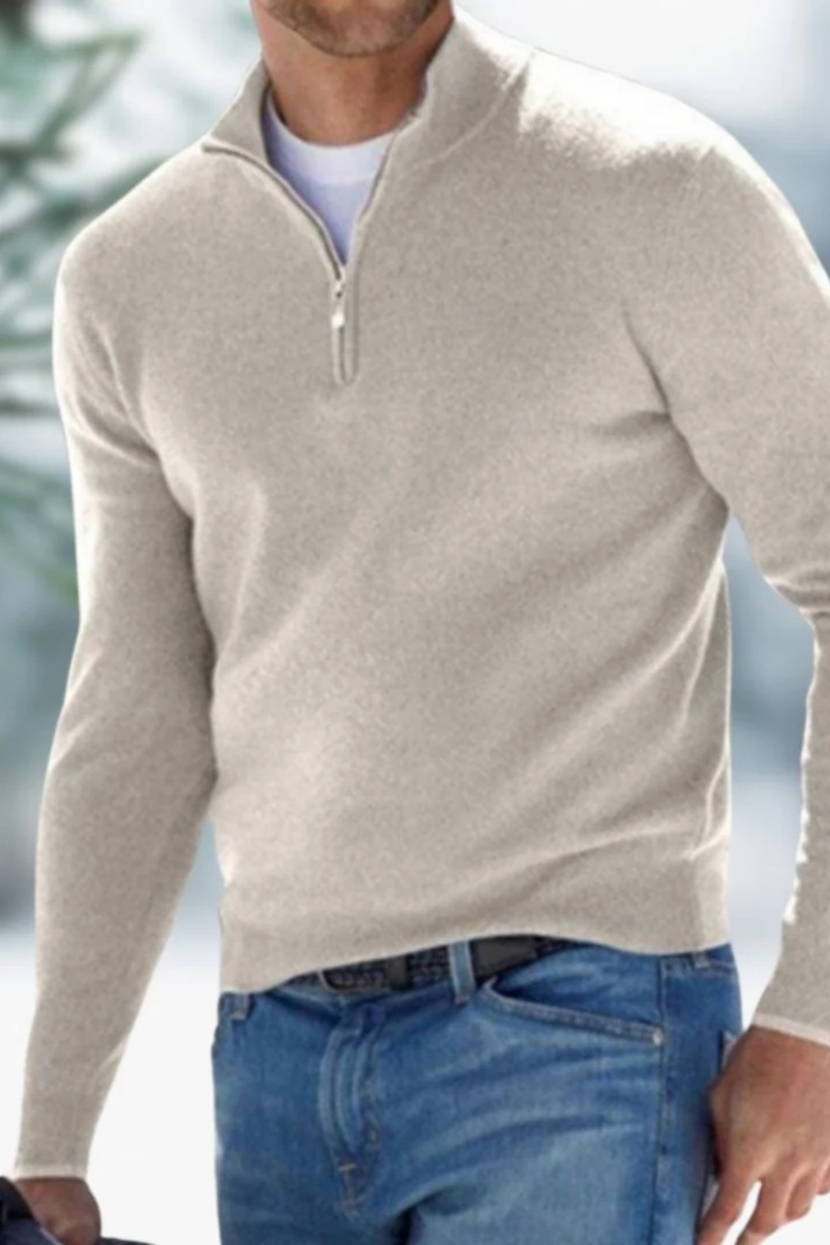 Mock Neck Quarter Zip Sweater Smart Casual Style