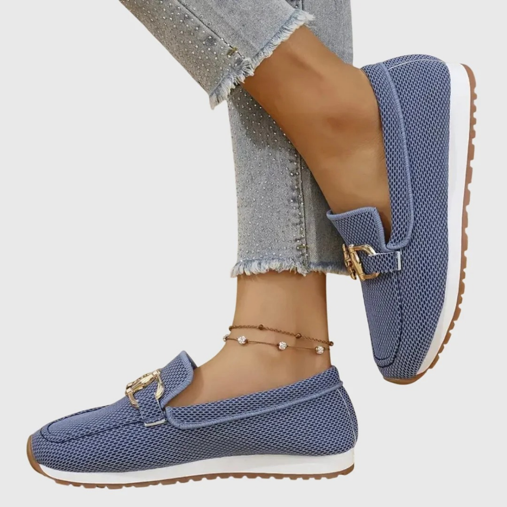 Mesh Slip-On Loafers Buckle Detail Casual Style