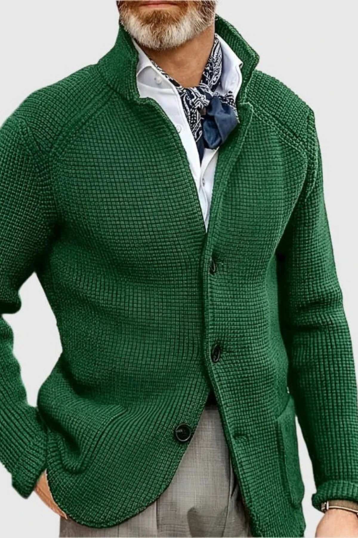 Waffle Knit Cardigan Sweater Smart Casual Style