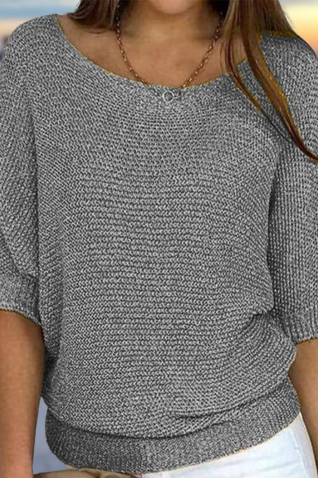 Knit Sweater Scoop Neck Relaxed Casual Style