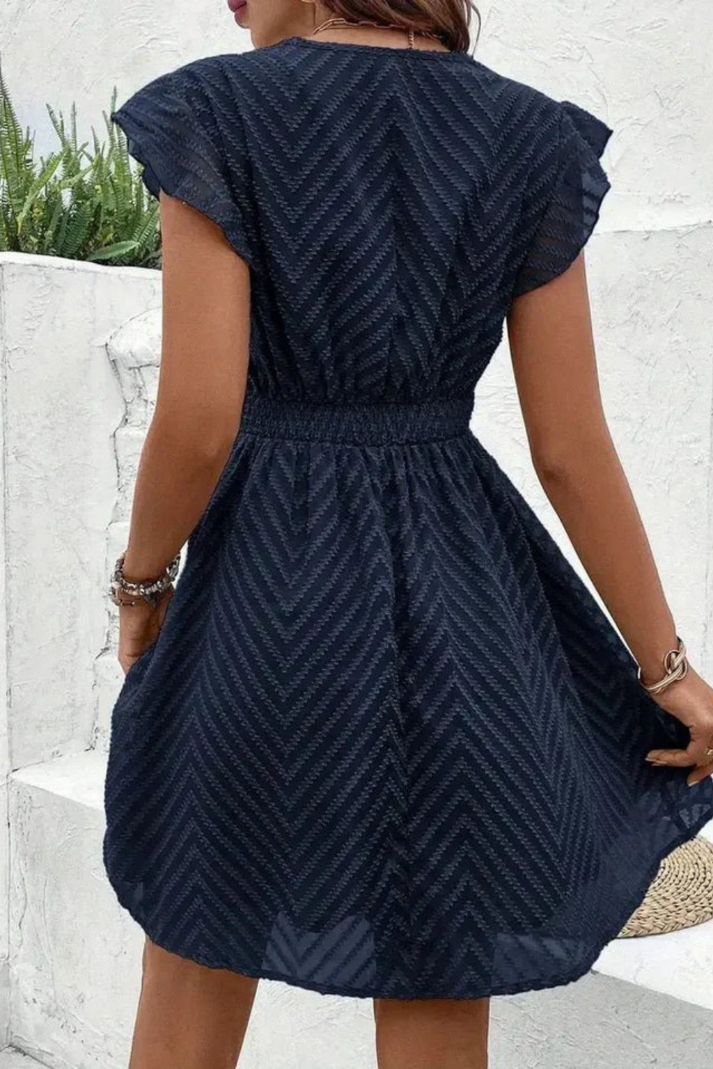 V-Neck Mini Dress Elegant Boho Style