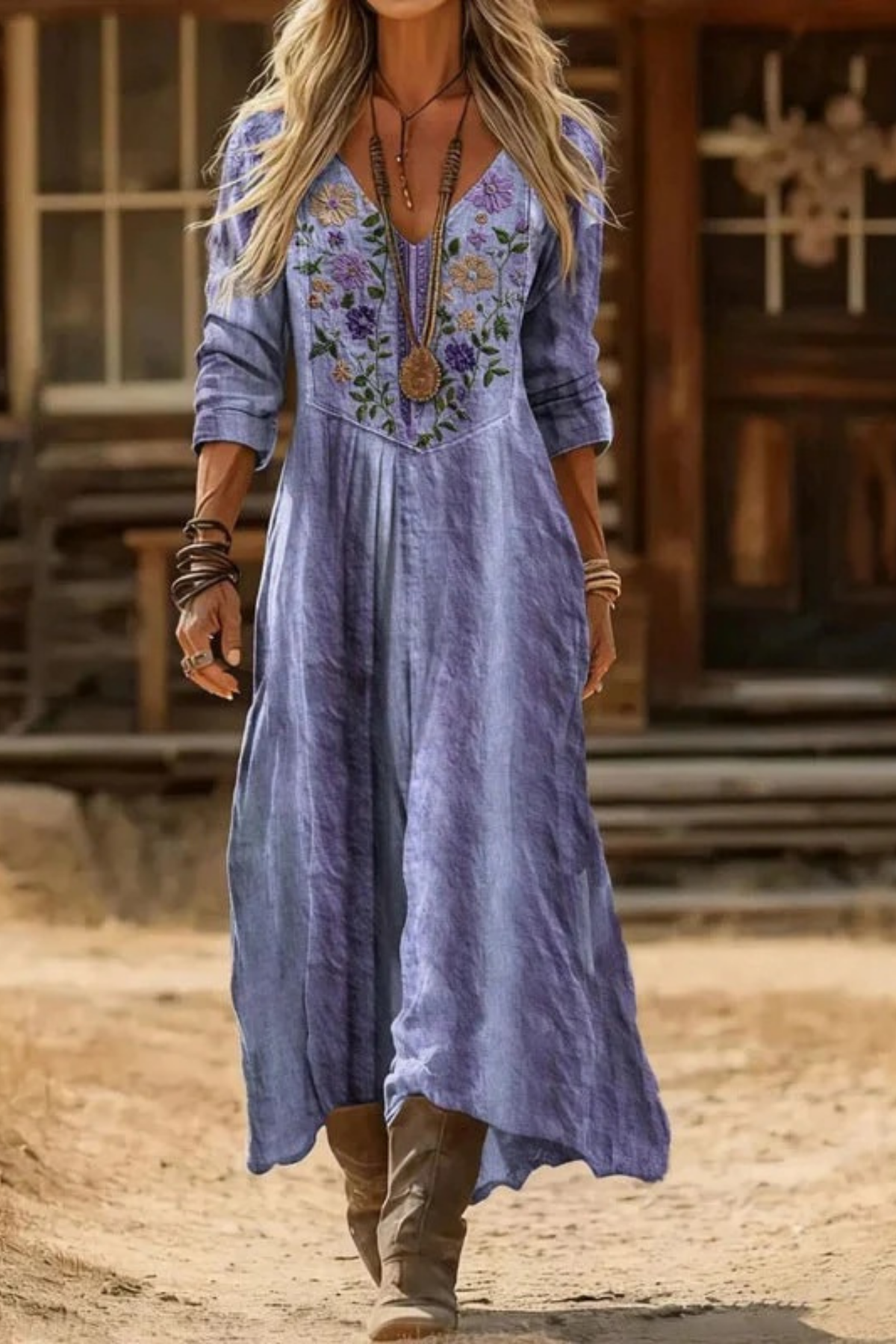Boho Maxi Dress Vintage Casual Style
