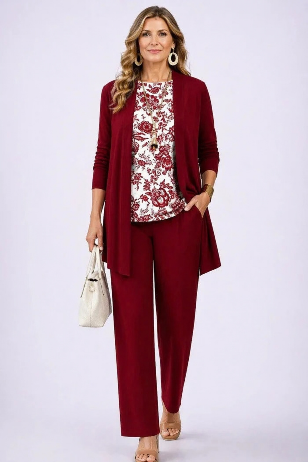 Women’s Matching Set Open Front Elegant Style